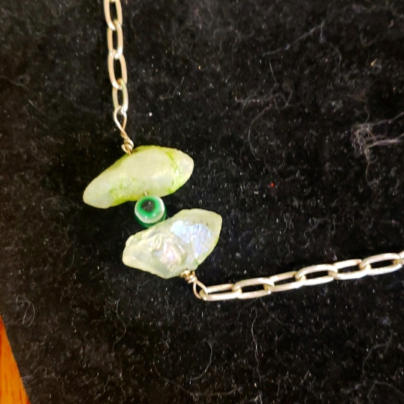 The evil eye / green quartz and sterling silver  oval chain. Protection from neg - Picture 3 of 11